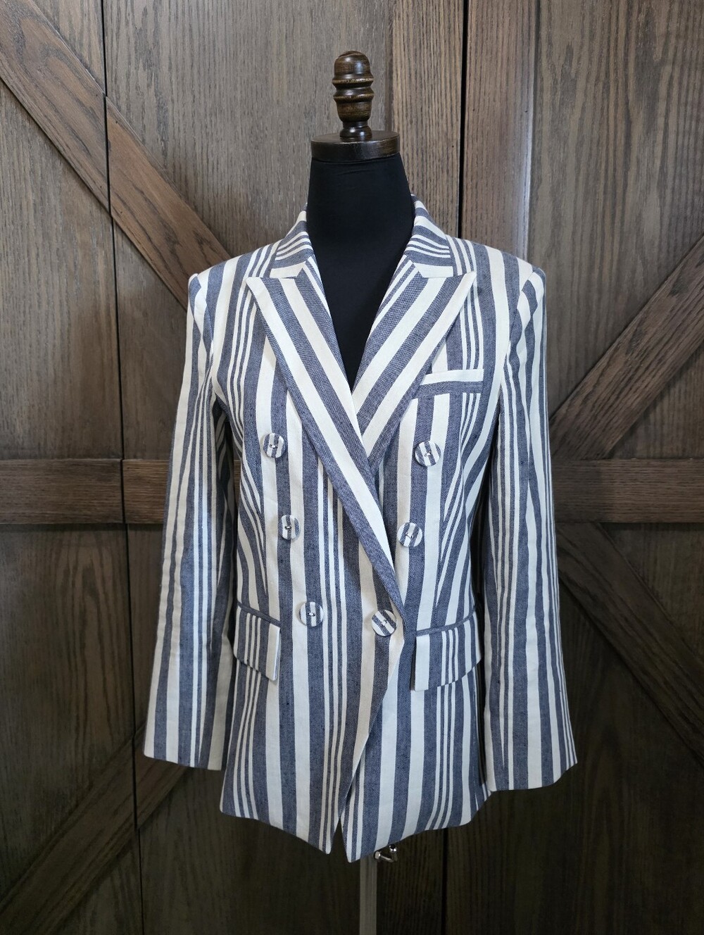 Veronica Beard Striped Double-Breasted Blazer